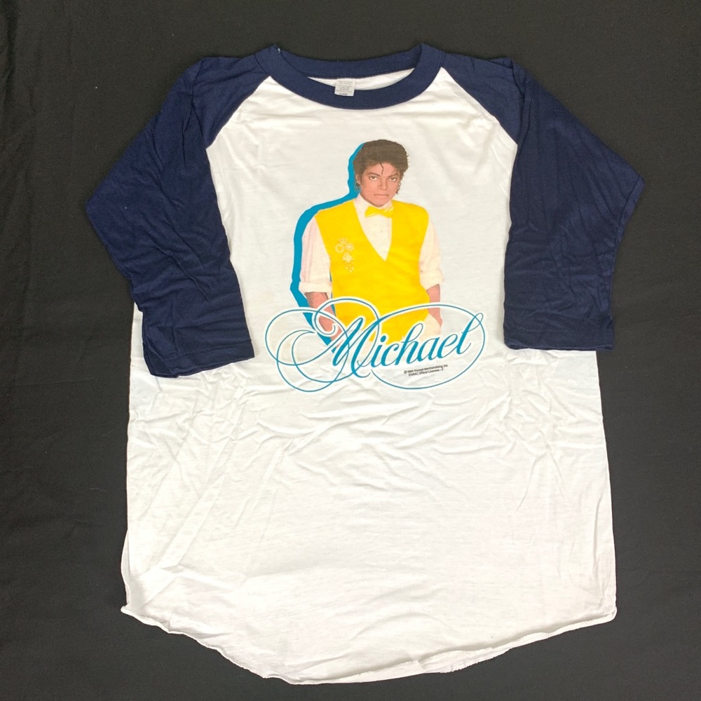 Vtg 80s Michael Jackson Baseball T Shirt sz Large